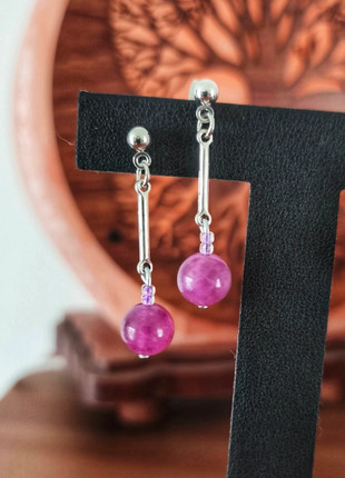 Boucles d'oreilles Pierres naturelles Lepidolite, marque: Lepidolite, état: Neuf sans étiquette, 6,50 €, 7,53 € Protection acheteurs (Pro) incluse