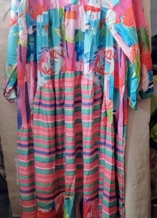 Vestido largo tropical multicolor.Talla XL.Nuevo sin etiqueta, marque: sin marca, état: Neuf sans étiquette, taille: XL / 42 / 14, 10,00 €, 11,20 € Protection acheteurs incluse