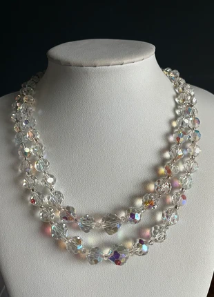 Vintage double row clear ab crystal glass necklace, condition: Very good, £8.00, £9.10 includes Buyer Protection Pro