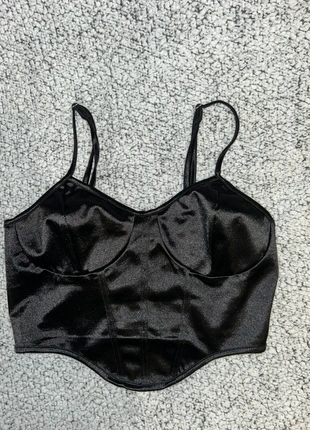 Top corsetto morbido, nero simil raso, casual, marque: Shein, état: Neuf sans étiquette, taille: S / 36 / 8, 5,00 €, 5,95 € Protection acheteurs incluse