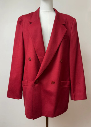 Blazer vintage rouge profond en 100 % laine made in France, marca: Vintage Dressing, estado: Bom, tamanho: XL / 42 / 14, €10.00, €11.20 inclui Proteção do Comprador