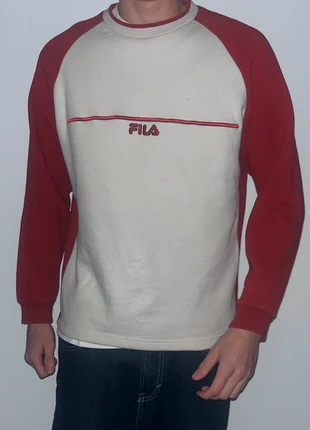 Sweat FILA vintage rouge et crème logo brodé taille/S | Crewneck Vintage FILA, marque: FILA, état: Bon état, taille: S, 32,00 €, 34,30 € Protection acheteurs incluse