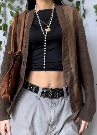 Vintage Leather Knit Button Up Cardigan (#23), marque: Vintage, état: Très bon état, taille: M / 38 / 10, 18,00 €, 19,60 € Protection acheteurs (Pro) incluse