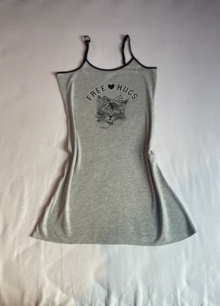 Nuisette cintré moulante gris et noir avec motif chat en coton, marque: Etam, état: Neuf sans étiquette, taille: M / 38 / 10, 6,00 €, 7,00 € Protection acheteurs incluse