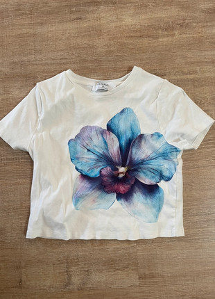 Top court blanc avec fleur hibiscus bleu, marke: Primark, zustand: Neu, größe: XL / 42 / 14, 2,00 €, 2,80 € inklusive Vinted-Käuferschutz