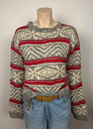 Vintage winter wool blend knit sweater M grey red fair isle nordic pattern warm cozy soft pullover, marque: Vintage Dressing, état: Très bon état, taille: M / 38 / 10, 24,95 €, 26,90 € Protection acheteurs incluse