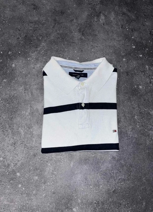 Polo Tommy Hilfiger rayé blanc & bleu marine - Logo brodé - Taille XL, marque: Tommy Hilfiger, état: Très bon état, taille: XL, 10,00 €, 11,20 € Protection acheteurs incluse