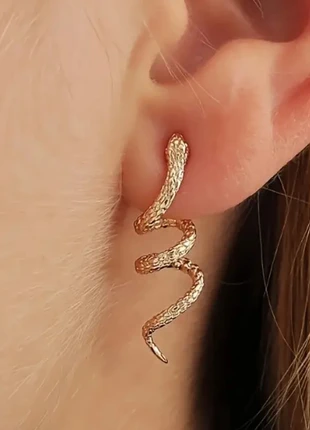 Gold Textured Snake Drop Earrings – Twisted Serpent Design, condition: New without tags, £5.00, £5.95 includes Buyer Protection