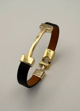 C’est Bijoux - Black & Gold H Designer-Inspired Faux Leather Bracelet, brand: C’est Bijoux, condition: Very good, £8.50, £9.63 includes Buyer Protection Pro