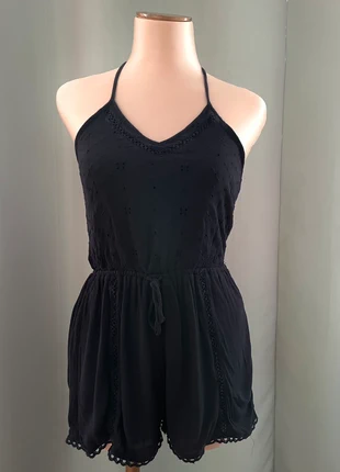 Combishort bleue marine broderie fleurs Hollister, brand: Hollister, condition: Very good, size: XS / 34 / 6, €8.50, €9.63 includes Buyer Protection