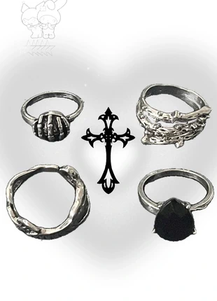 lote de 4 anillos, marque: EMO, état: Neuf sans étiquette, taille: 14,1 mm, 1,50 €, 2,28 € Protection acheteurs incluse