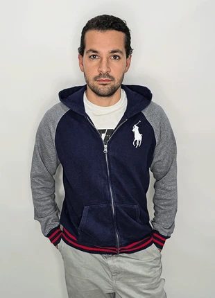 Ralph Lauren Sweat à Capuche Zippé M Vintage 90' Gris et Bleu, marque: Ralph Lauren, état: Très bon état, taille: M, 20,00 €, 21,70 € Protection acheteurs incluse