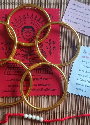 Lot de 5 joncs bouddhistes dorés avec mantras. Taille M 🇹🇭 de Thaïlande, marque: Thaïlande, état: Neuf sans étiquette, 45,00 €, 47,95 € Protection acheteurs incluse