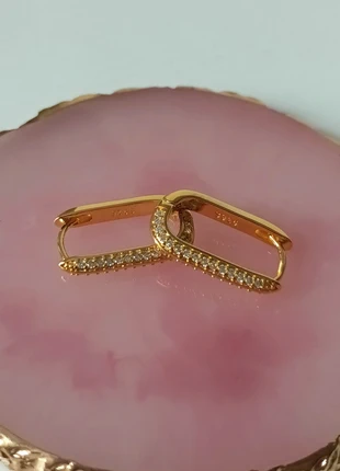 Pendientes aro cuadrado dorado cristal Swarovski plata Earrings Boucles d'oreilles créoles, marque: Plata, état: Très bon état, 13,00 €, 14,35 € Protection acheteurs incluse