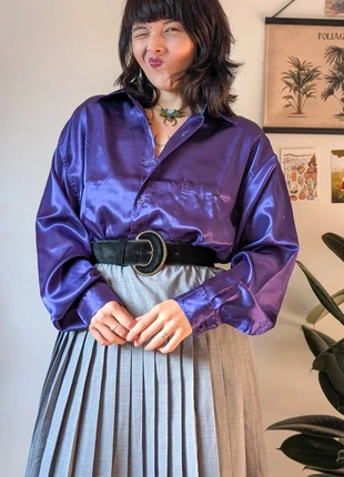 Chemise violette satinée, condition: Very good, size: 4XL / 48 / 20, €23.00, €24.85 includes Buyer Protection Pro