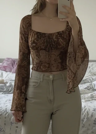 Blouse brun + motif floral imprimé-taille M, marca: luvea, estado: Muito bom, tamanho: M / 38 / 10, €30.00, €32.20 inclui Proteção do Comprador