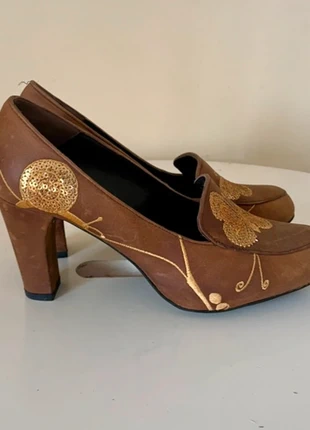 Loafers mocassins patchwork lantejoulas borboletas Mary Jane tacão vintage retro Ras, marca: Vintage Dressing, estado: Novo sem etiquetas, tamanho: 35, €10.00, €11.20 inclui Proteção do Comprador