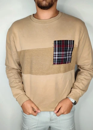 Pull oversize marron à carreaux rouge Zara T.L, marque: Zara, état: Très bon état, taille: L, 12,00 €, 13,30 € Protection acheteurs (Pro) incluse