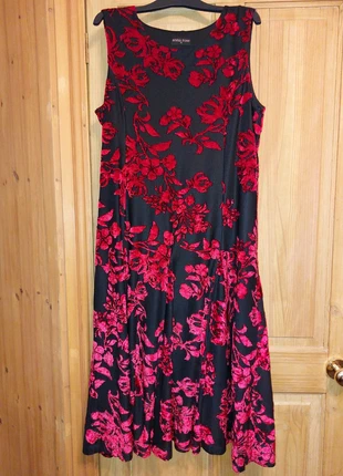 Anna Rose,evening, occasion, long dress, black & red velvet flock, brand: Anna Rose, condition: Very good, size: XXL / 16, £80.00, £84.70 includes Buyer Protection