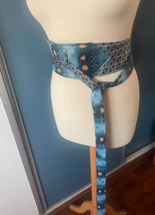 Handmade 100% origineel zijde polyesther jeansblauw geel knoopriem stropdassen, merk: handmade 100% origineel, staat: Heel goed, maat: Aanpasbaar, € 12,50, € 13,83 inclusief Kopersbescherming Pro