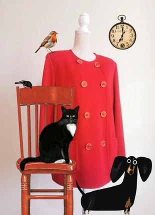 Giacca Blazer caban Luisa Spagnoli in pura lana vergine 100% rosso ciliegia, marca: Luisa Spagnoli, estado: Novo sem etiquetas, tamanho: L / 40 / 12, €50.00, €53.20 inclui Proteção do Comprador