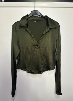 Haut satiné vert, brand: Zara, condition: Very good, size: M / 38 / 10, €7.00, €8.05 includes Buyer Protection