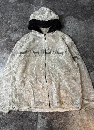 Vintage Sheepskin-Style Fleece Hoodie M – Deer Pattern – Soft & Warm, marke: Vintage Dressing, zustand: Sehr gut, größe: M / 38 / 10, 19,90 €, 21,60 € inklusive Vinted-Käuferschutz