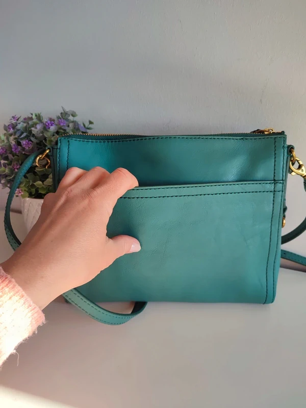 Sac bandoulière en cuir turquoise - photo numéro 6