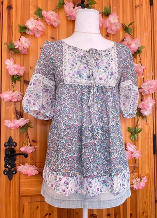 Floral Babydoll Blouse | Lace Trim | Sheer Sleeves | 438., brand: COQUETTE, condition: New with tags, size: M / 38 / 10, €15.00, €16.45 includes Buyer Protection