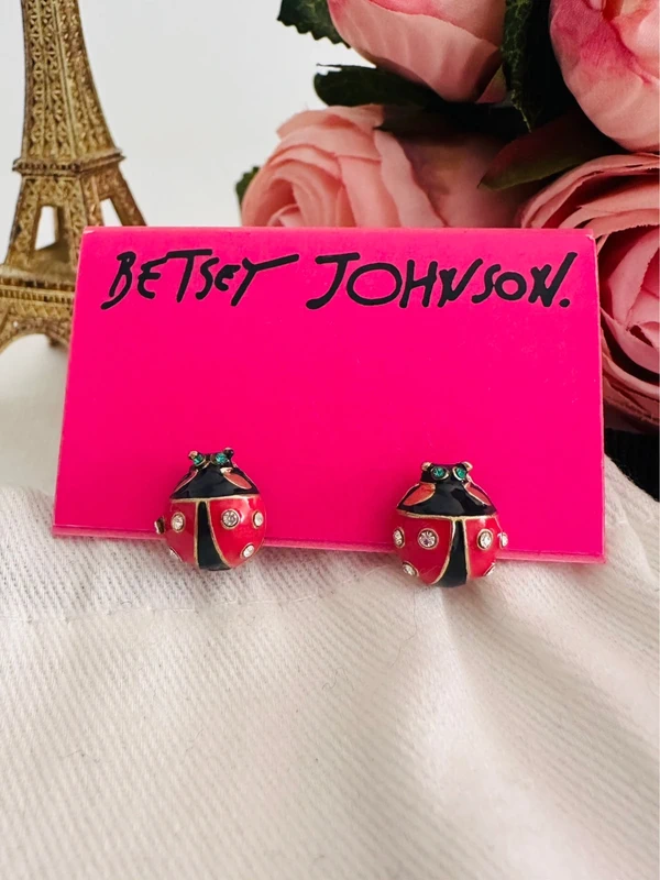 🐞Boucles d’oreilles Betsey Johnson – coccinelles émail & strass - photo numéro 8