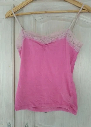 Débardeur court rose fuchsia dentelle rose, brand: Vintage, condition: Good, size: XS / 34 / 6, €6.00, €7.00 includes Buyer Protection