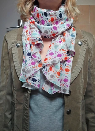 Écharpe foulard étole chèche coton multicolore étoile rose bleue orange noir, merk: Boutique Parisienne, staat: Nieuw met prijskaartje, € 4,99, € 5,94 inclusief Kopersbescherming