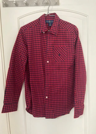 Camisa a cuadros negros y rojos de Ralph Lauren, merk: Ralph Lauren, staat: Heel goed, maat: L, € 17,00, € 18,55 inclusief Kopersbescherming