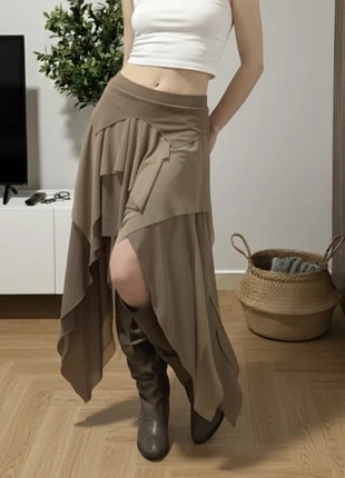 Jupe longue asymétrique marron fluide style bohème – Taille S, marque: TerraLune, état: Très bon état, taille: S / 36 / 8, 41,90 €, 44,70 € Protection acheteurs (Pro) incluse