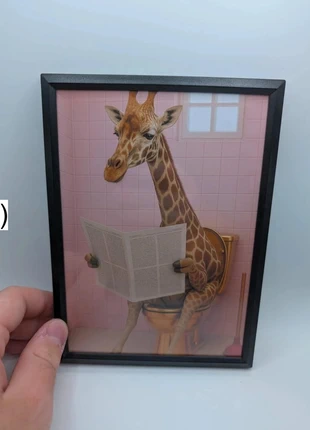 Giraffe op roze wc ingelijste poster, merk: Giraffe op roze wc, staat: Heel goed, € 9,99, € 11,19 inclusief Kopersbescherming Pro