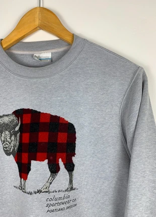 Pull/sweat Columbia taille S homme/femme gris col rond logo buffle a carreaux bordeaux, marca: Columbia, estado: Muito bom, tamanho: S, €15.00, €16.45 inclui Proteção do Comprador