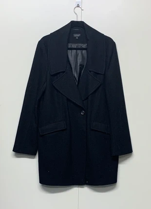 Vintage Topshop Wool Coat Y2K Black Size 14 Fully Lined Single Breasted Classic Long Jacket, brand: Topshop, condition: Very good, size: XL / 14, £20.00, £21.70 includes Buyer Protection