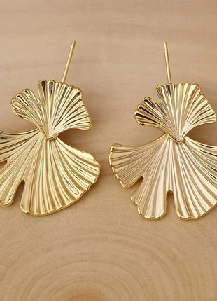 Boucles d’oreilles dorées ginkgo chic – bijou tendance élégant, brand: Tendance, condition: New with tags, €6.00, €7.00 includes Buyer Protection