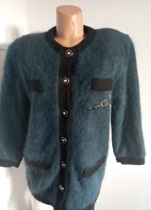 Magnifique veste cardigan vert bleu canard t 38 boutons dorés 80% angora doux vintage, marque: Angora, état: Très bon état, taille: M / 38 / 10, 45,00 €, 47,95 € Protection acheteurs incluse