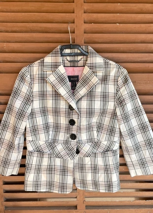 Vintage Cropped Blazer | MNG Suit | 3/4 Sleeve | XS-S | Neutral Plaid, marca: MNG, estado: Muy bueno, tamaño: S / 36 / 8, 12,00 €, 13,30 € Protección al comprador incluida
