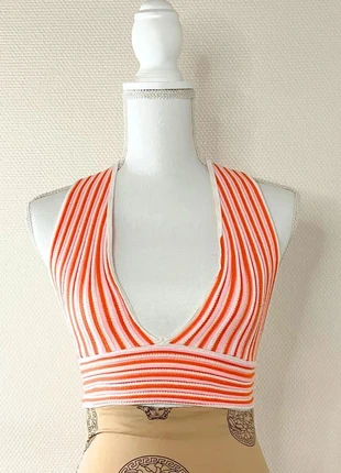 Black Fashion - Crop Top Rayé À Nouer Au Dos - Couleur Saumon - Taille M, brand: Black Fashion, condition: New with tags, size: M / 38 / 10, €9.00, €10.15 includes Buyer Protection Pro