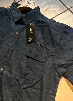 camicia a maniche corte dal colore blu scuro, che ricorda un po' il denim o un tessuto tecnico., marque: kaidite, état: Neuf avec étiquette, taille: 4XL, 15,00 €, 16,45 € Protection acheteurs incluse