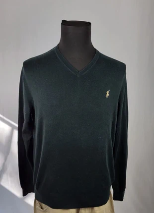 Pull noir col V Polo Ralph Lauren L logo jaune brodé coton fin classique chic vintage, marke: Ralph Lauren, zustand: Sehr gut, größe: L, 25,00 €, 26,95 € beinhaltet Vinted-Käuferschutz Pro