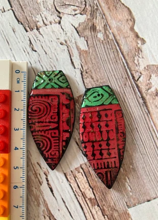 2 pendentifs ethniques fait main en fimo peint main et resiné, marke: Fabrication Artisanale, zustand: Sehr gut, 13,00 €, 14,35 € beinhaltet Vinted-Käuferschutz Pro