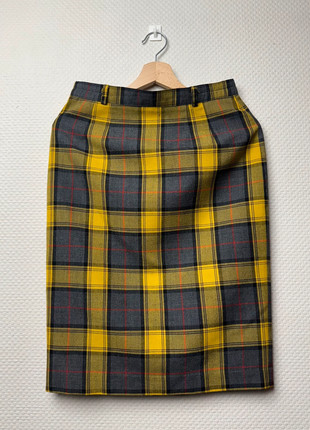 Jupe crayon vintage 45% laine à carreaux tartan jaune, gris, marca: Vintage Dressing, estado: Muito bom, tamanho: S / 36 / 8, €15.00, €16.45 inclui Proteção do Comprador