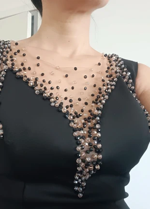 Robe de soirée noire neuve, taille 40, tulle, perles, sirène, sans manches, dos nu, fête, brand: Arsi, condition: New without tags, size: L / 40 / 12, €84.00, €88.90 includes Buyer Protection