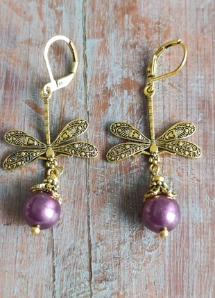 Boucles d'oreilles pendantes libellule vintage laiton, condition: New without tags, €15.00, €16.45 includes Buyer Protection