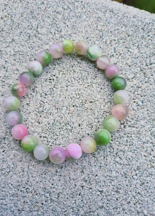 Bracelet élastiqué en pierre d'agate vert et rose, marca: bymyself, estado: Nuevo con etiquetas, 6,00 €, 7,00 € Protección al comprador incluida