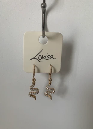 Boucles d’oreilles pendantes serpent doré strass femme, condition: New without tags, €1.00, €1.75 includes Buyer Protection