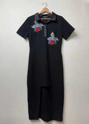 Robe vintage noire moderne à col satiné, broderies florales, brand: Vintage Dressing, condizioni: Ottime, taglia: L / IT 44 / EU 40, €17.00, €18.55 include la Protezione acquisti